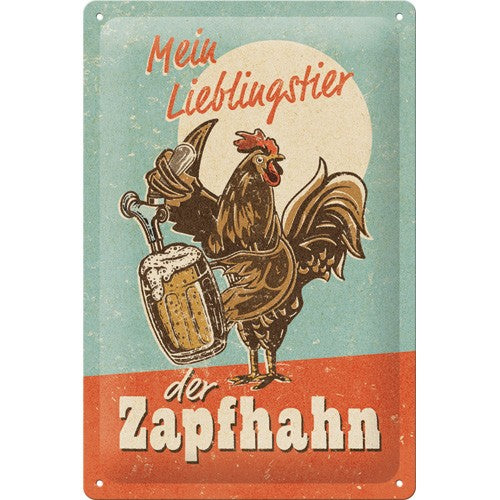 Placa de metal 20x30 cms. Lieblingstier Zapfhahn