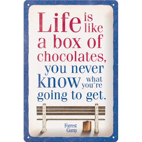 Placa de metal 20x30 cms. Forrest Gump - Chocolate