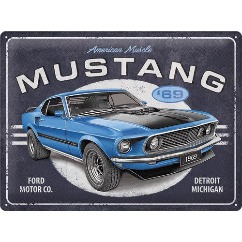 Placa de metal 30x40 cms. Ford Mustang - 1969 Mach 1