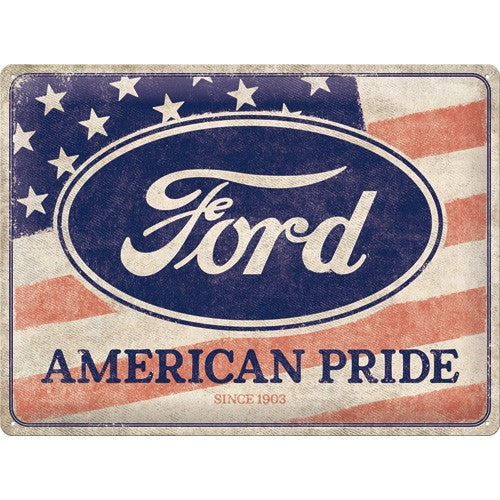 Placa de metal 30x40 cms. Ford - American Pride US Flag